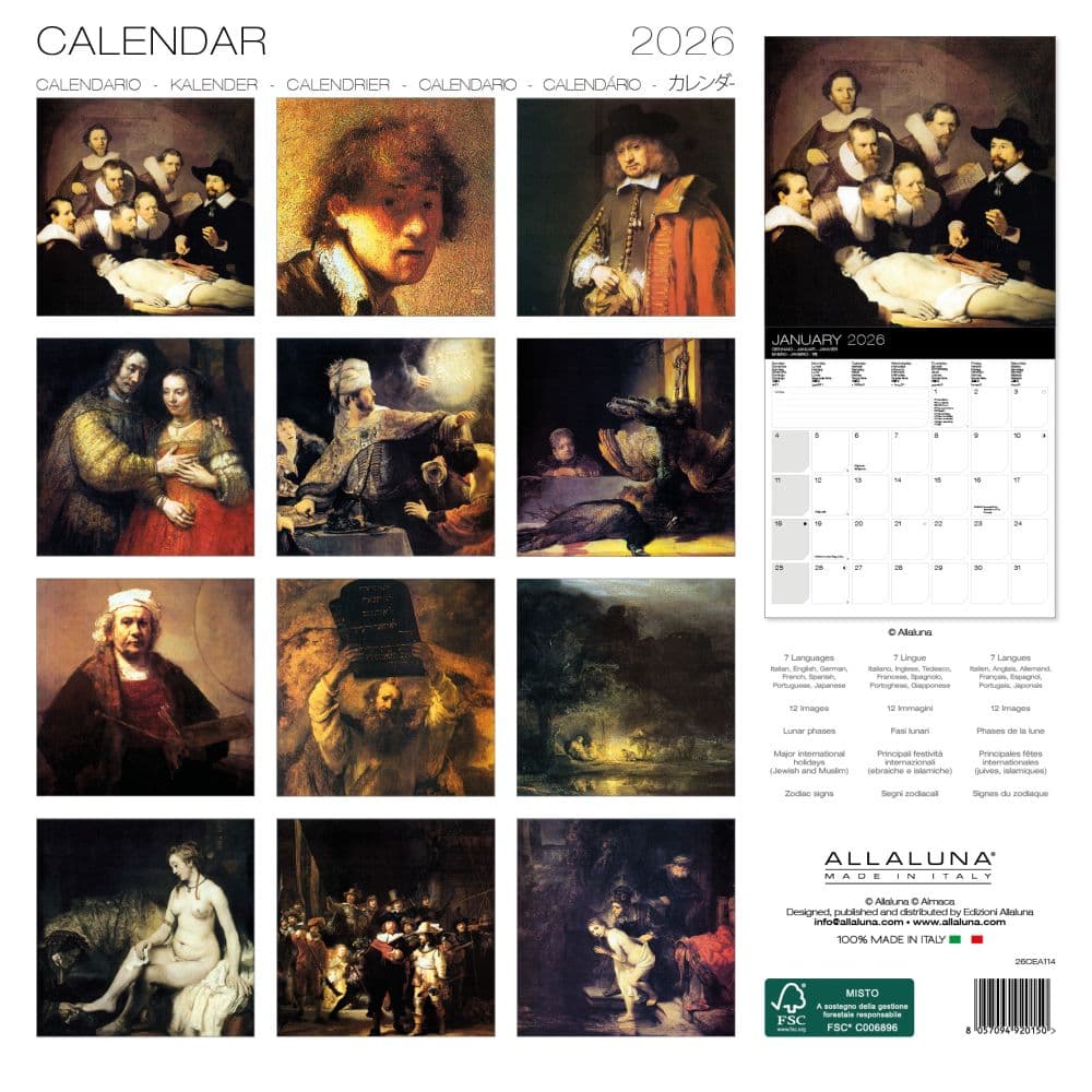 Rembrandt 2026 Wall Calendar First Alternate Image
