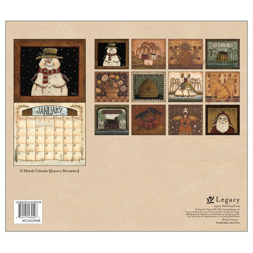 Folk Art by David Harden 2026 Mini Wall Calendar First Alternate Image
