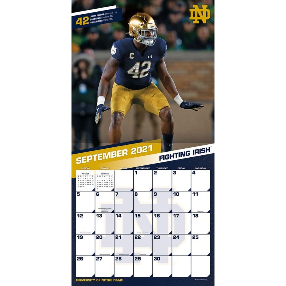 Notre Dame Calendar 2022 Notre Dame Fighting Irish 2022 Wall Calendar - Calendars.com