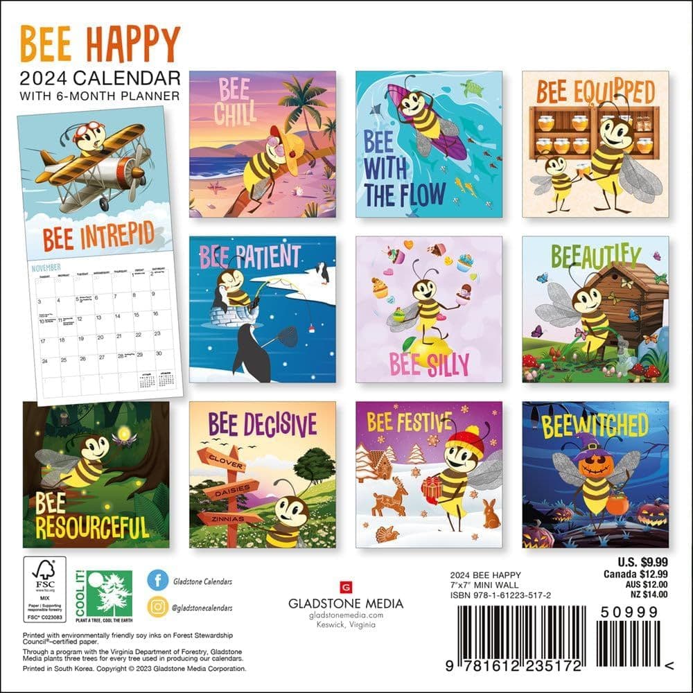 Bee Happy Mini Wall Calendar First Alternate Image width=&quot;1000&quot; height=&quot;1000&quot;