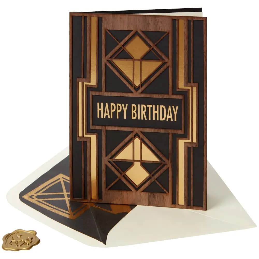 Laser Cut Deco Wood Birthday Card 3D