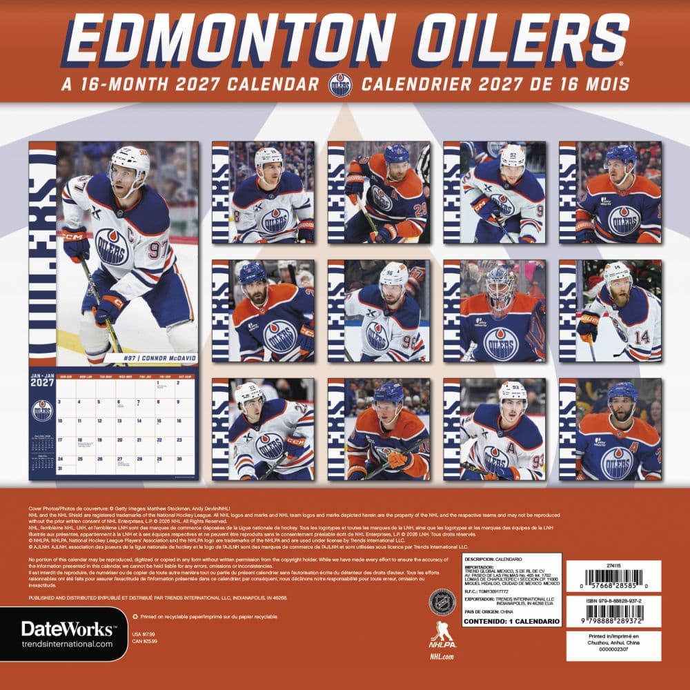 Edmonton Oilers Bilingual French 2027 Wall Calendar First Alternate Image