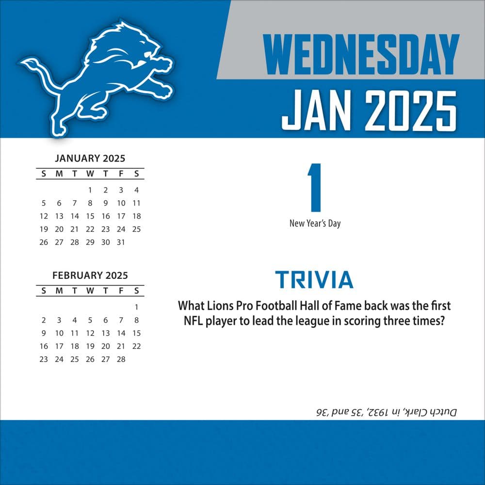 NFL Detroit Lions 2025 Desk Calendar First Alternate Image