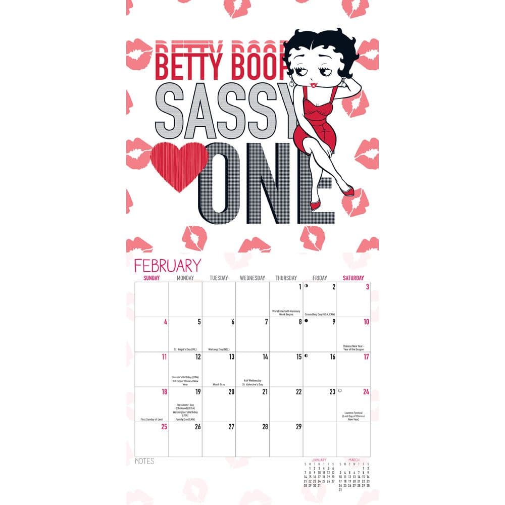 Betty Boop 2024 Mini Wall Calendar