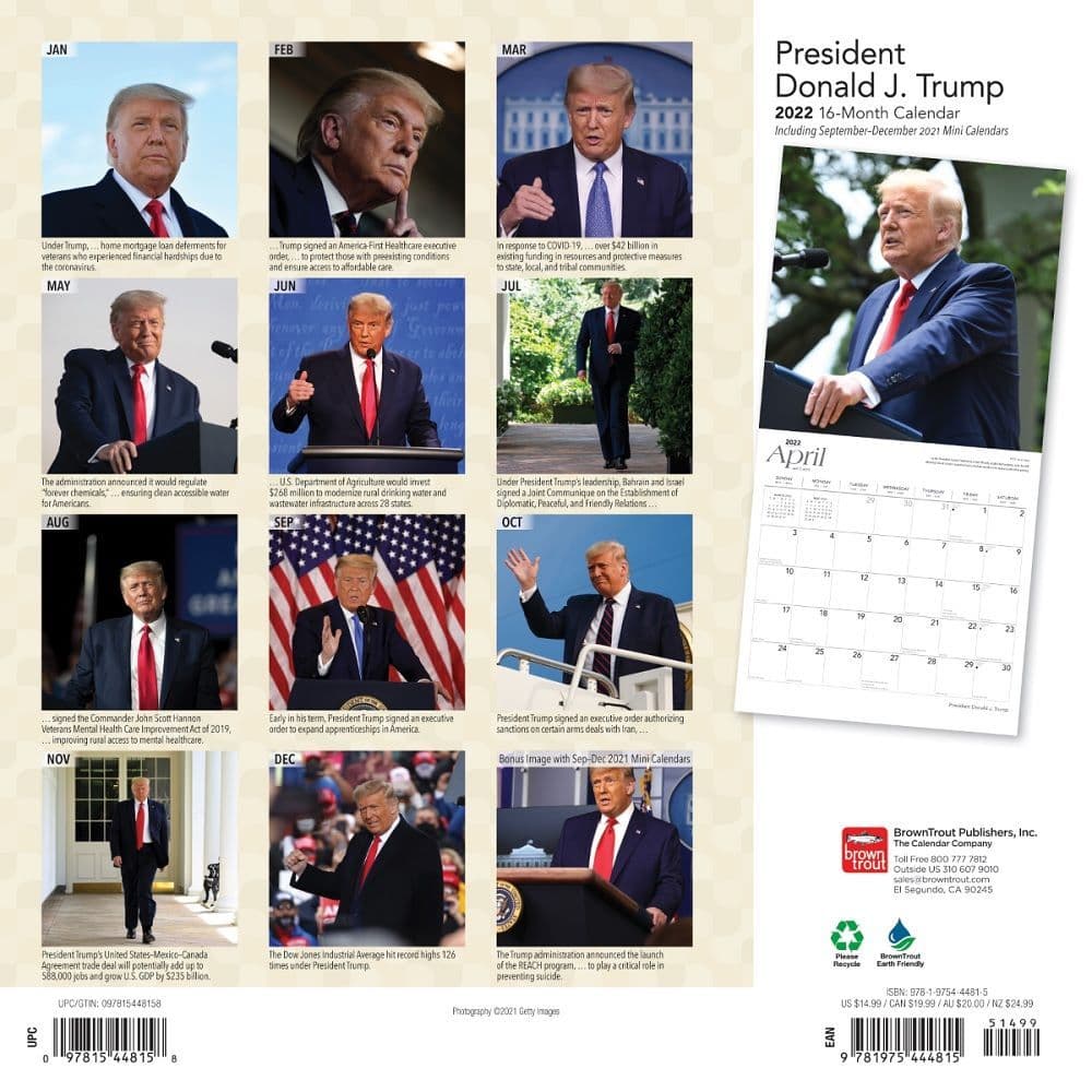 President Donald J. Trump 2022 Wall Calendar - Calendars.com