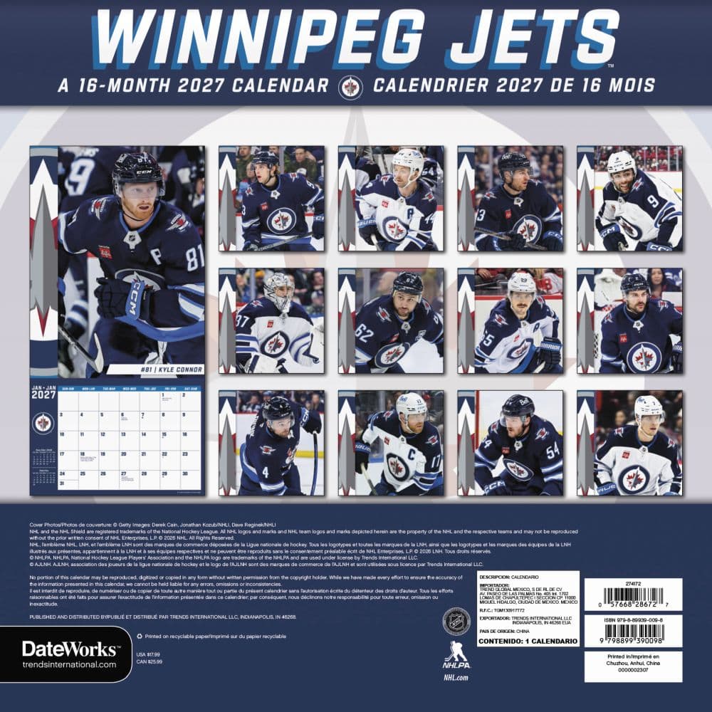 Winnipeg Jets Bilingual French 2027 Wall Calendar First Alternate Image
