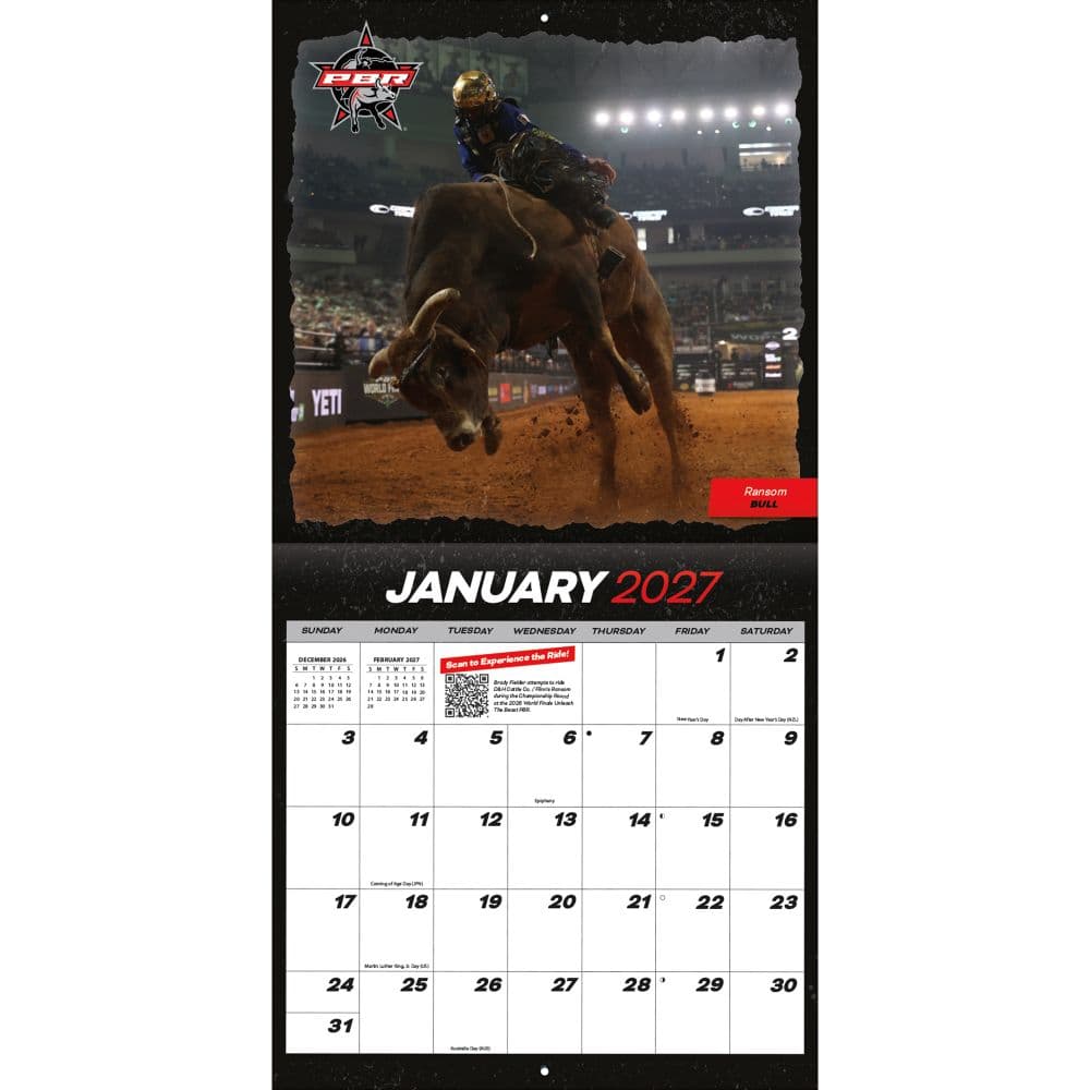 Professional Bull Riding 2027 Wall Calendar Second Alternate Image