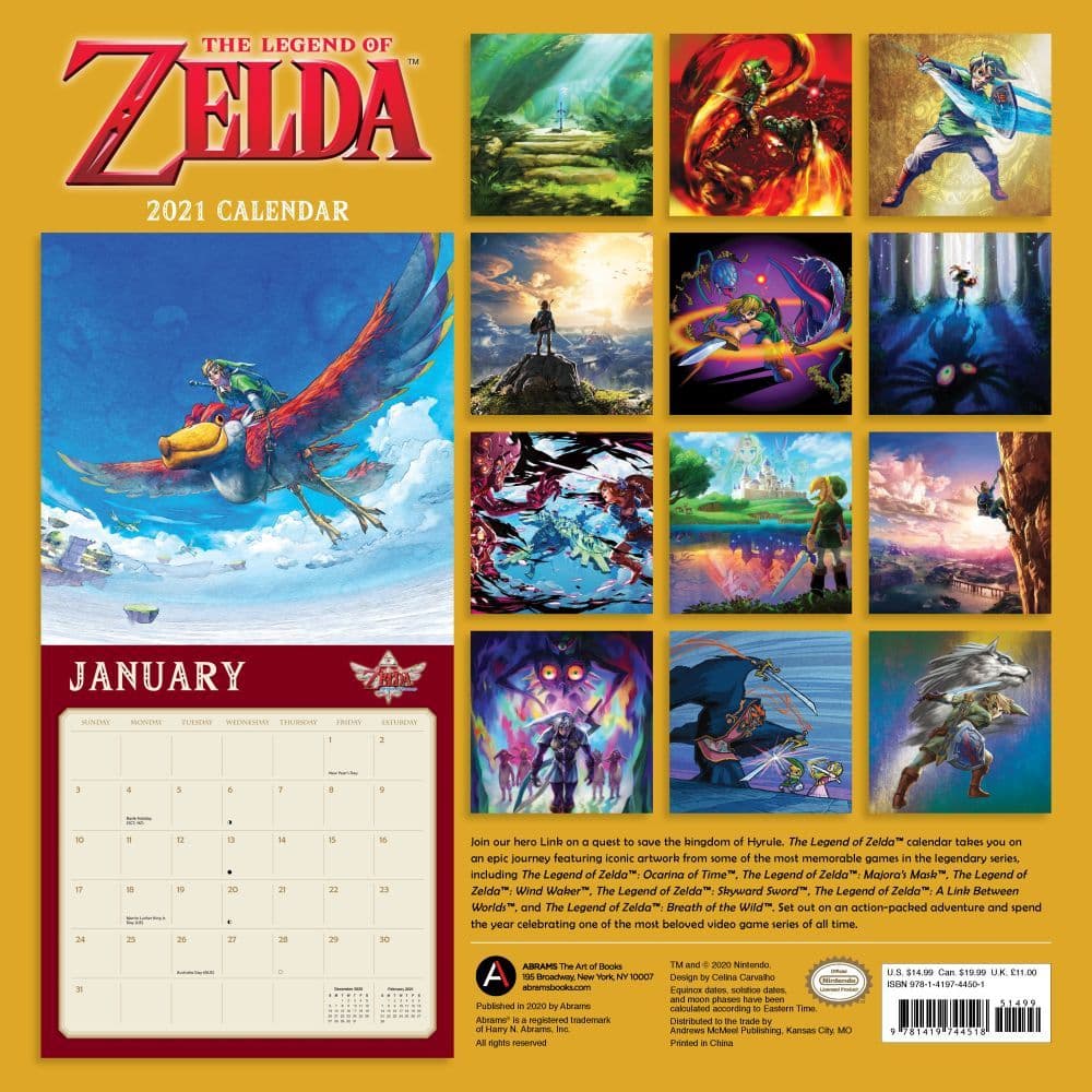 Zelda 2023 Calendar Legend Of Zelda Wall Calendar - Calendars.com