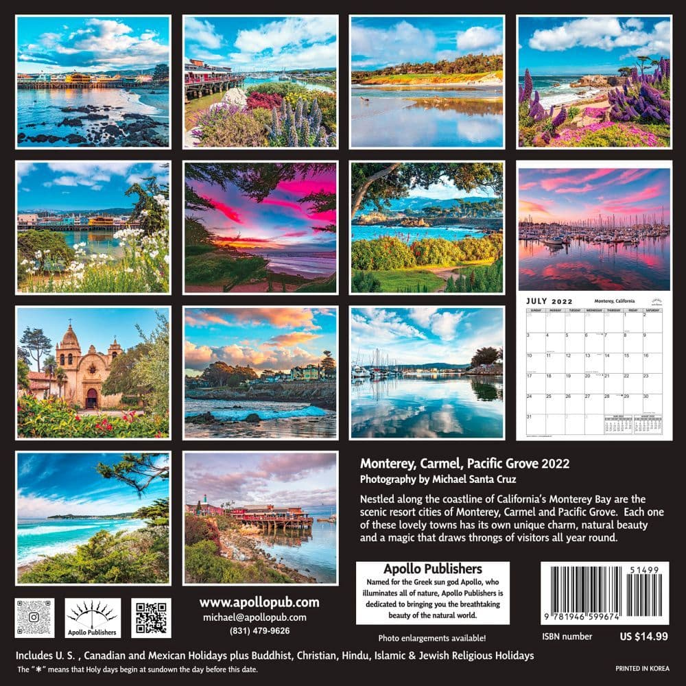 Monterey Christmas Calendar 2022 Monterey Carmel & Pacific Grove 2022 Wall Calendar - Calendars.com