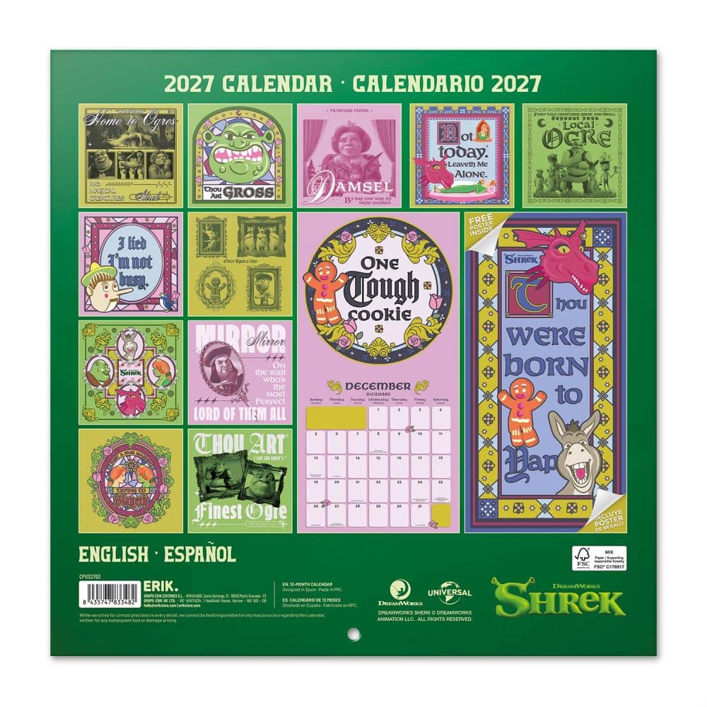Shrek 2027 Wall Calendar First Alternate Image