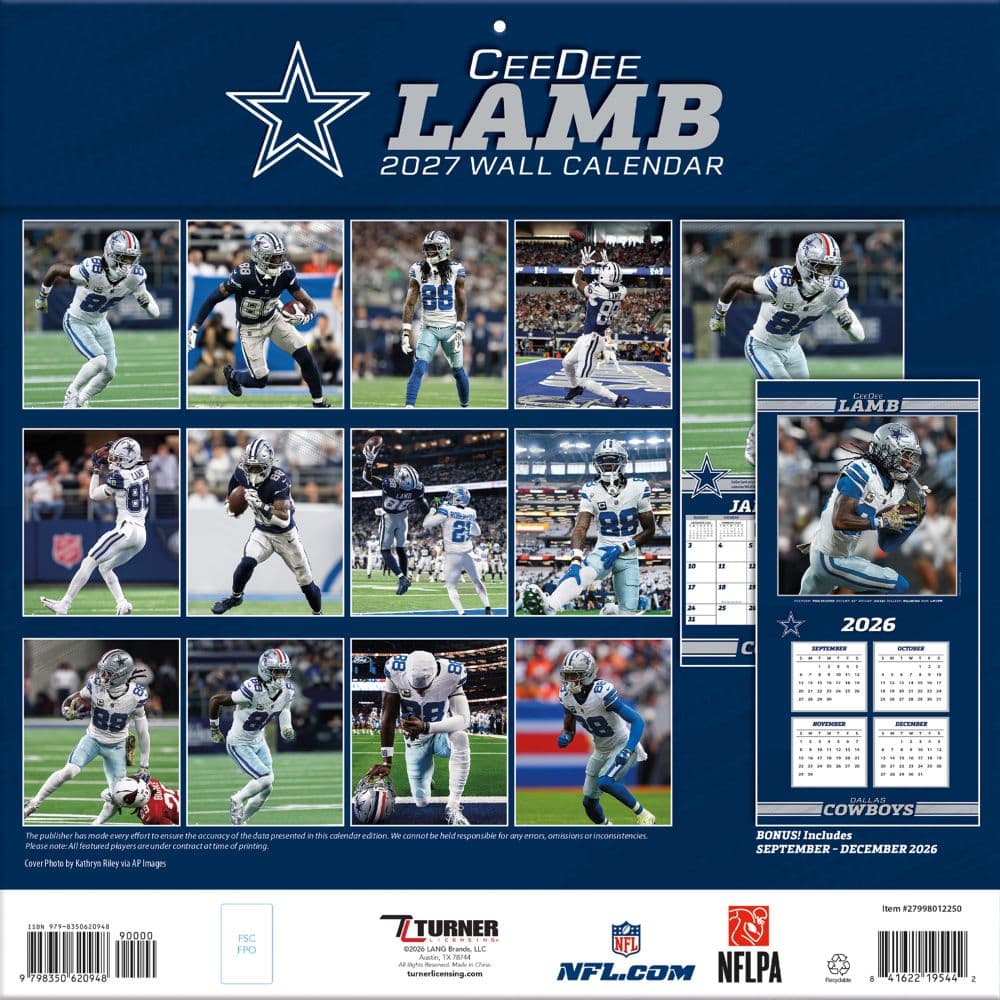 NFL Dallas Cowboys CeeDee Lamb 2027 Wall Calendar First Alternate Image