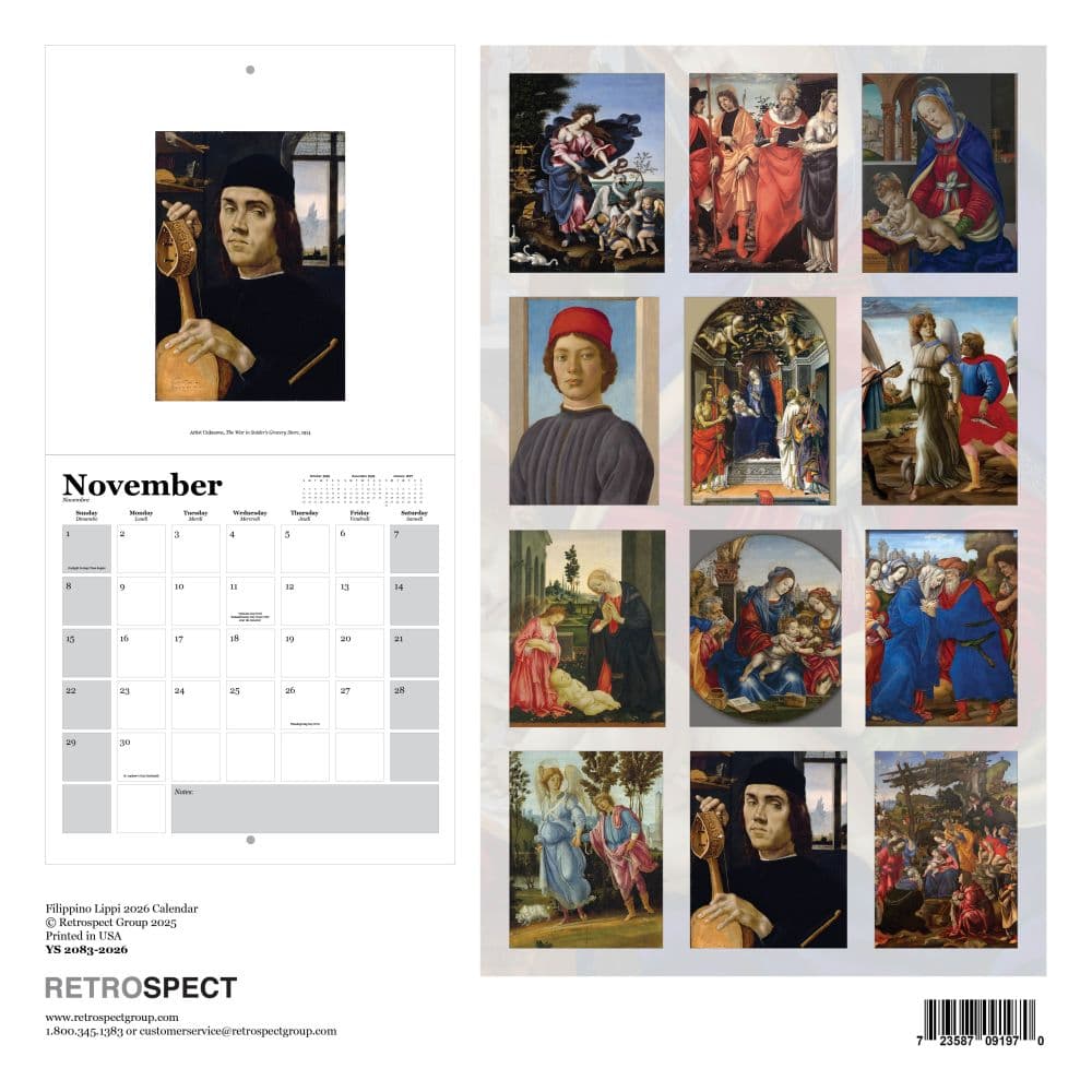 Filippino Lippi 2026 Wall Calendar First Alternate Image