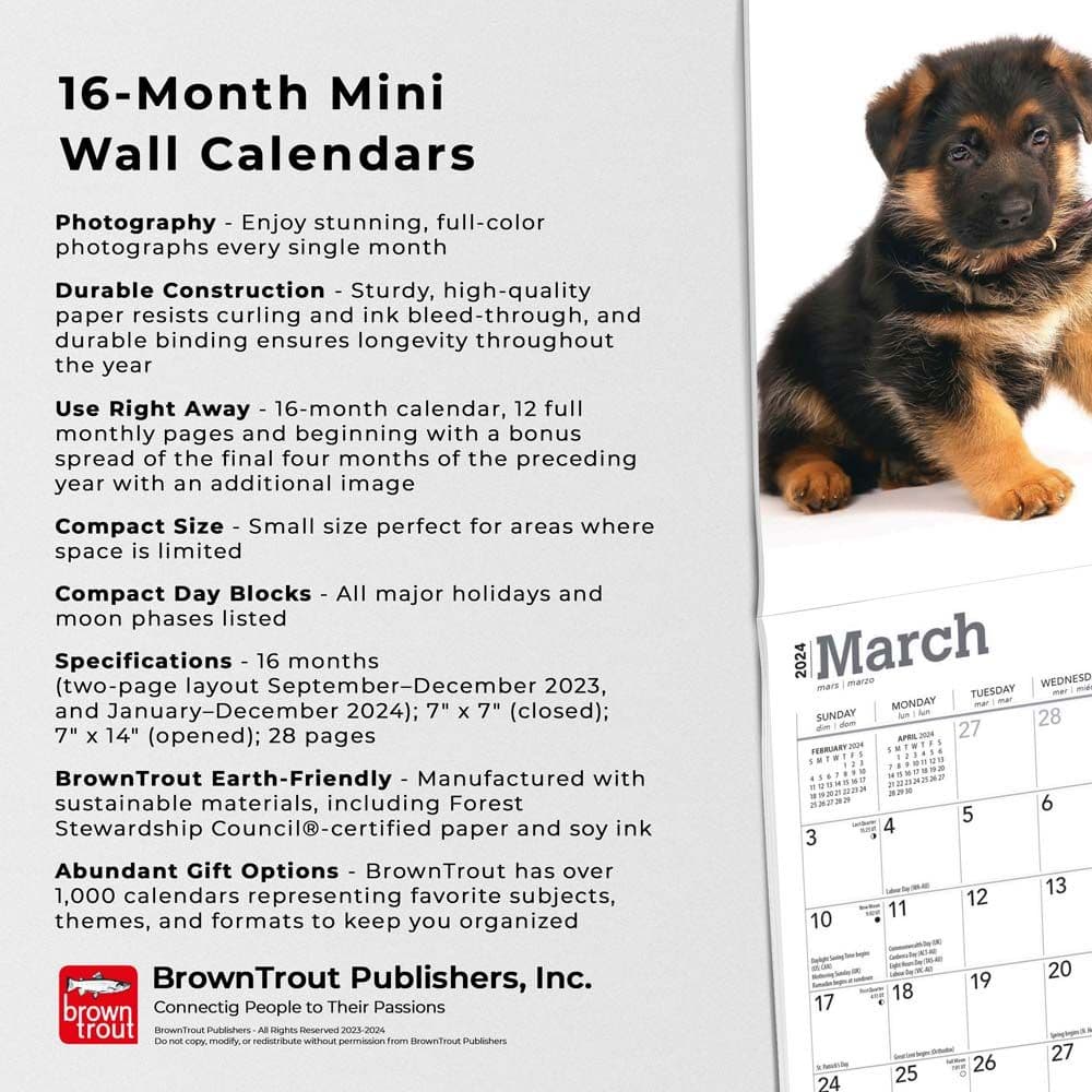 German Shepherd Puppies 2024 Mini Wall Calendar Alternate Image 4