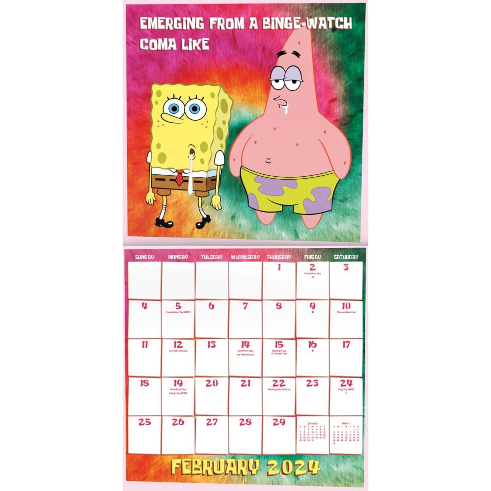 SpongeBob Squarepants 2024 Movie 2024 Wall Calendar