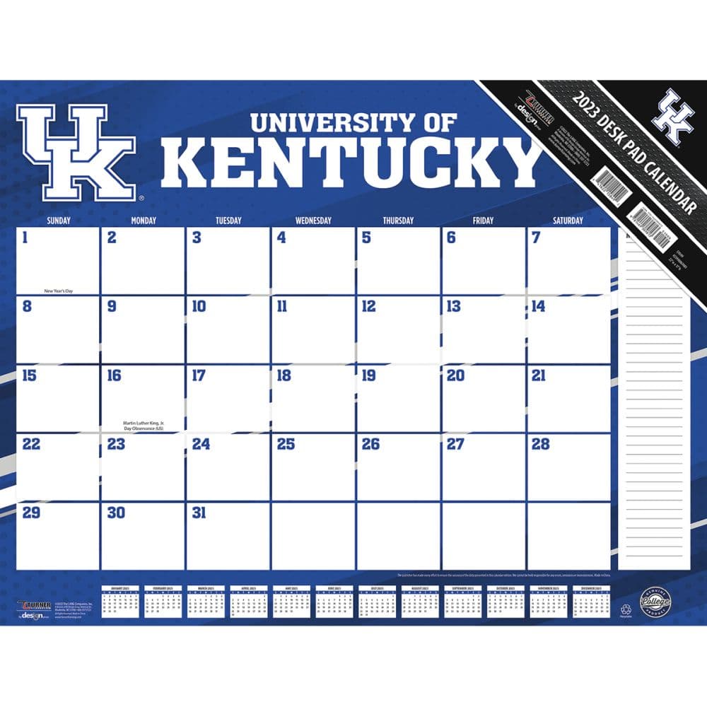 Turner Sports Kentucky Wildcats 2023 Desk Pad Calendar