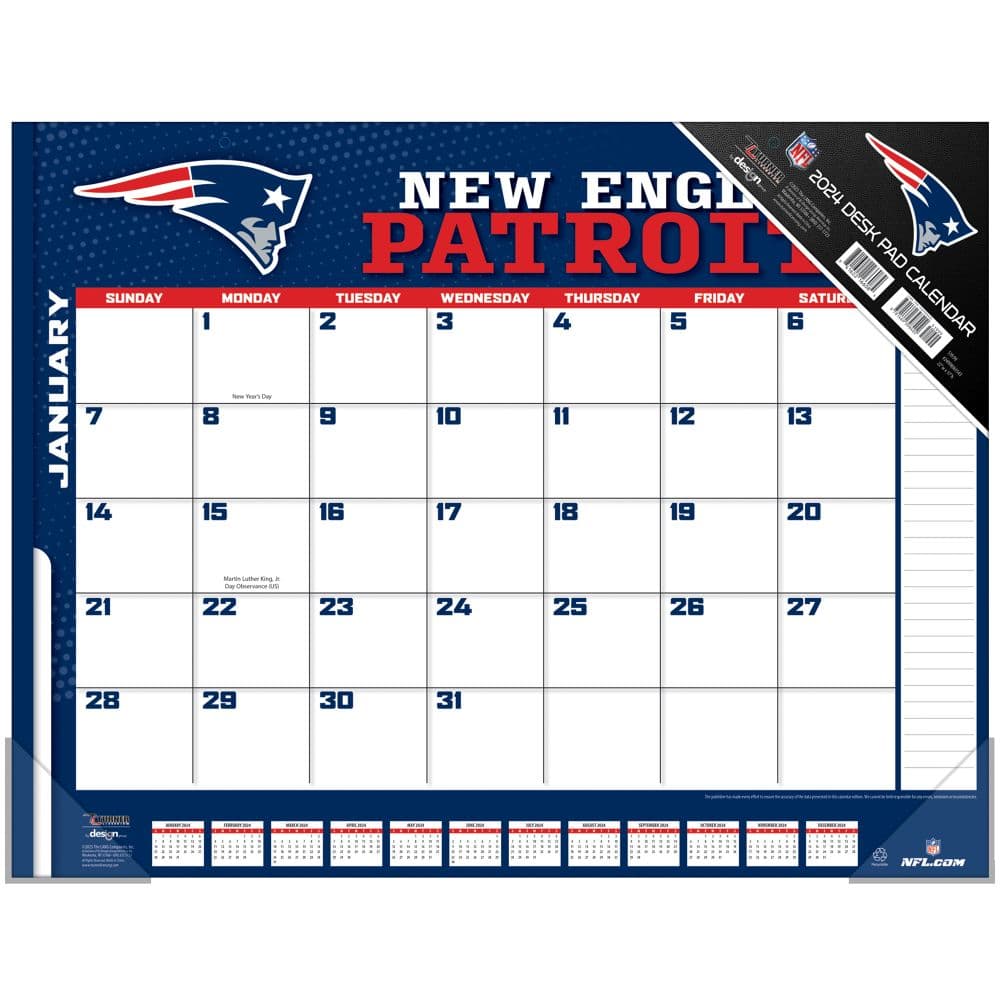 NFL New England Patriots 2024 Desk Pad Main Product Image width=&quot;1000&quot; height=&quot;1000&quot;