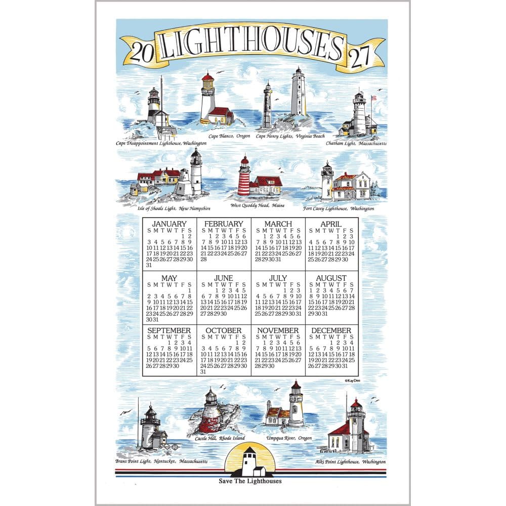 Lighthouses 2027 Calendar Towel Main Product Image