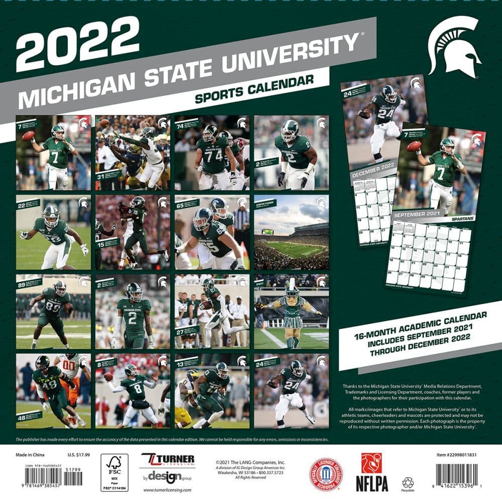Msu Fall 2022 Schedule Michigan State Spartans 2022 Wall Calendar - Calendars.com