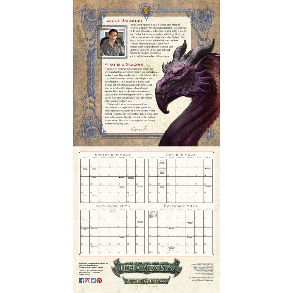 Dragons by Ciruelo 2024 Wall Calendar