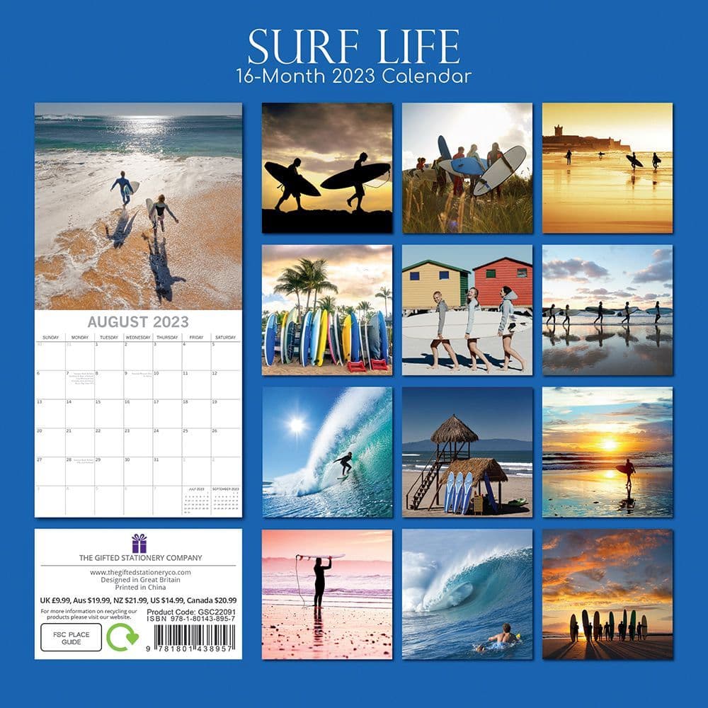 Surf Life 2020 Square Wall Calendar 