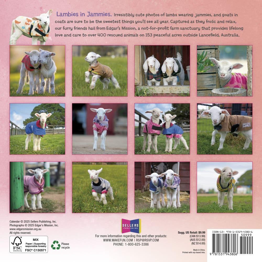 Lambies in Jammies 2026 Mini Wall Calendar First Alternate Image