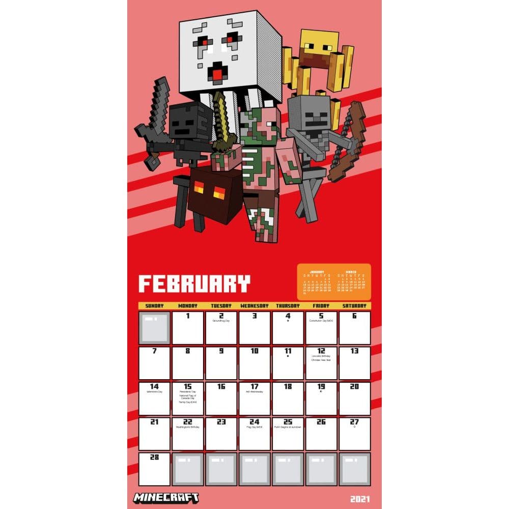 Minecraft Mini Wall Calendar - Calendars.com