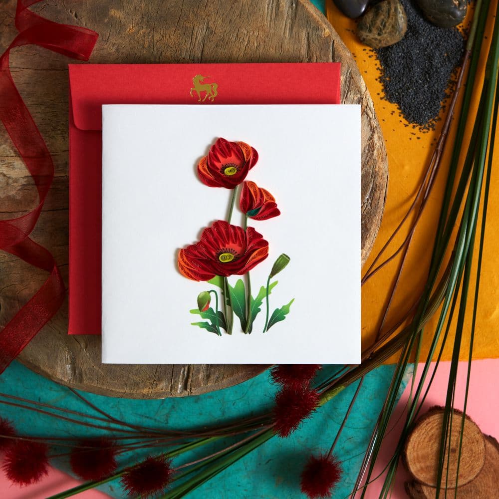 Poppies Red Quilling Blank Card Eighth Alternate Image width=&quot;1000&quot; height=&quot;1000&quot;