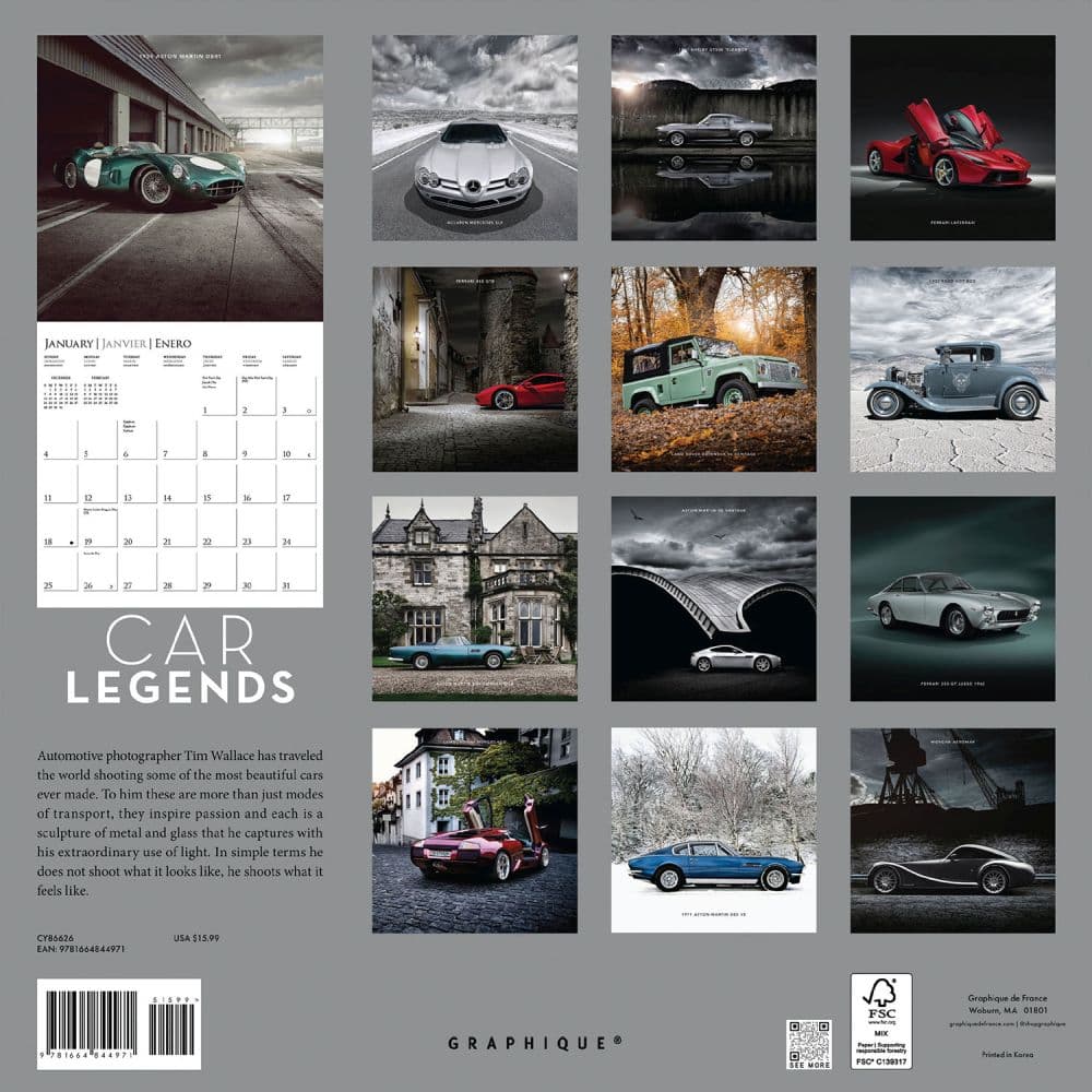 Car Legends 2026 Wall Calendar First Alternate Image