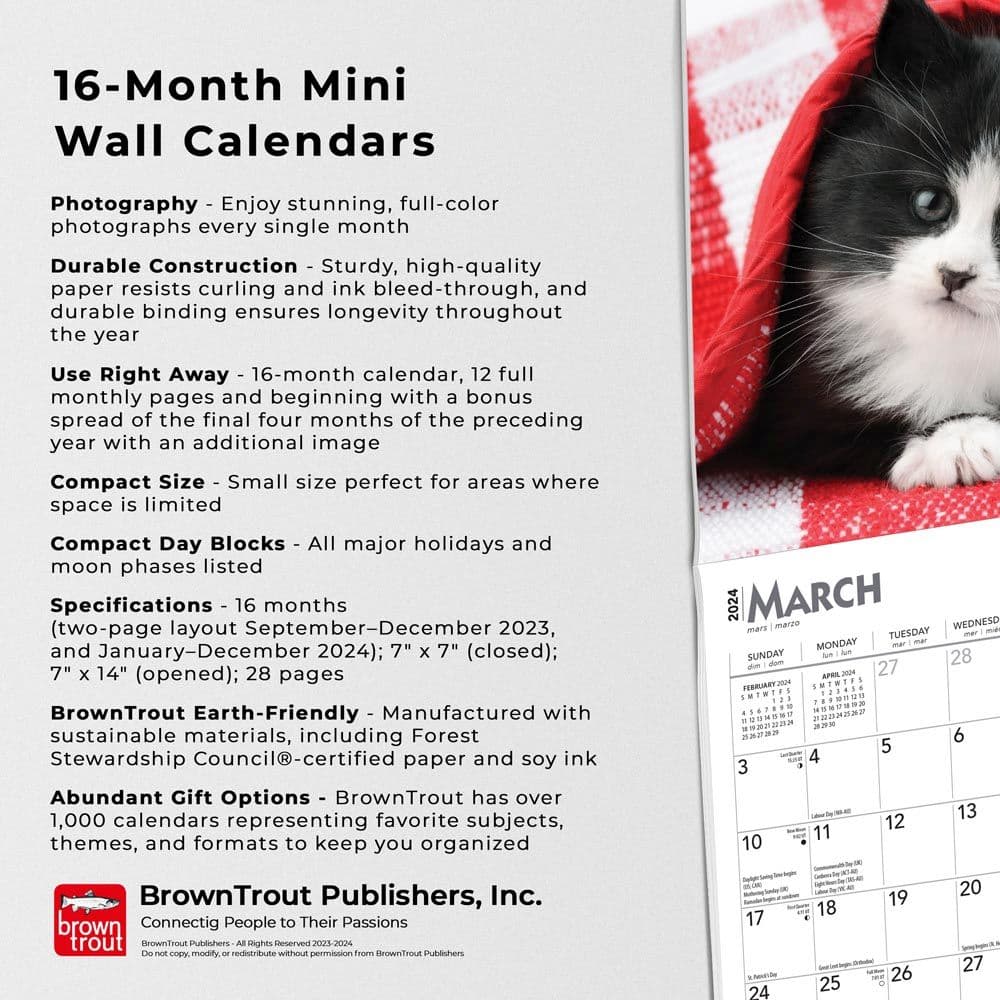 For the Love of Kittens 2024 Mini Wall Calendar Fourth Alternate Image width=&quot;1000&quot; height=&quot;1000&quot;