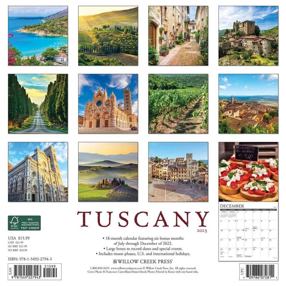 Tuscany 2023 Wall Calendar - Calendars.com