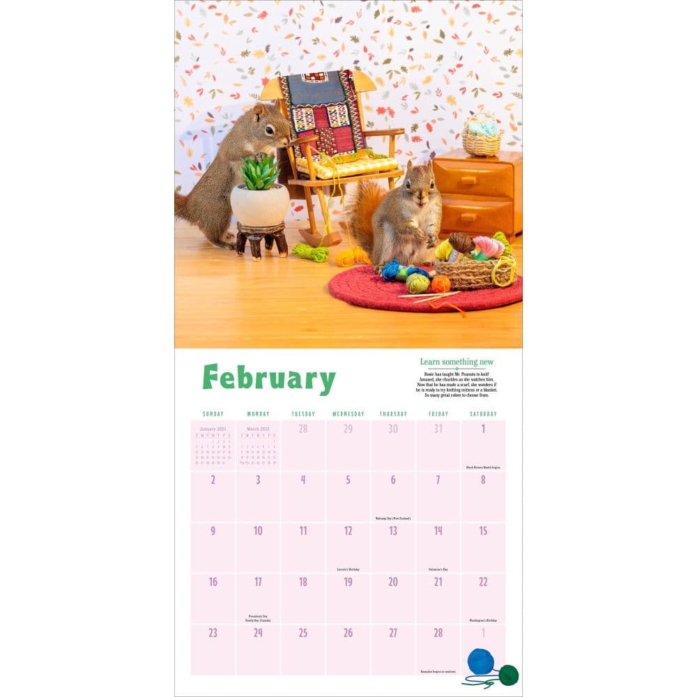 Secret Life of Squirrels 2025 Wall Calendar