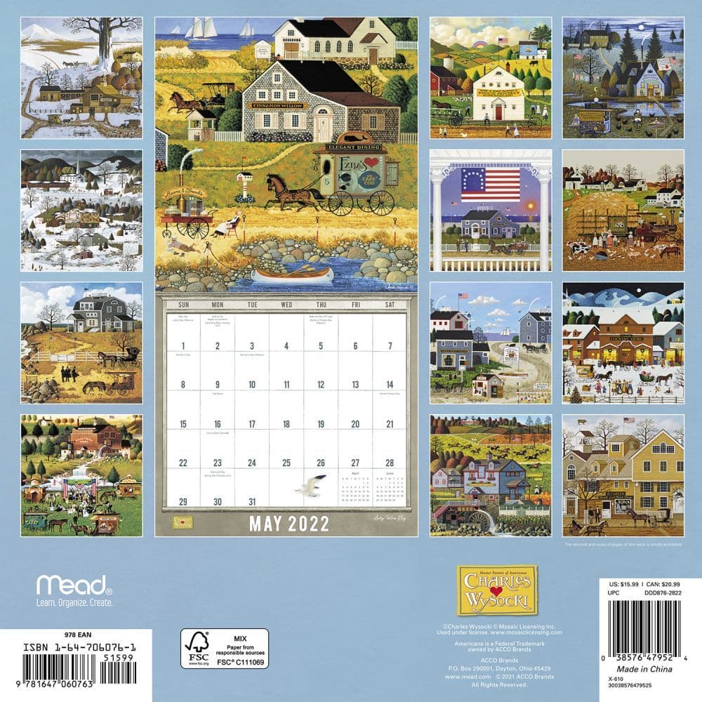 Wysocki Americana Mead 2022 Wall Calendar - Calendars.com