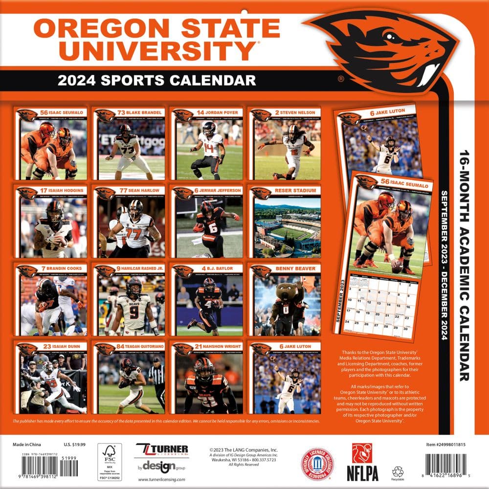 COL Oregon State Beavers 2024 Wall Calendar First Alternate Image width=&quot;1000&quot; height=&quot;1000&quot;