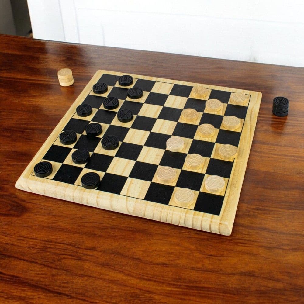 Checkers with Natural Wood Board Eighth Alternate Image