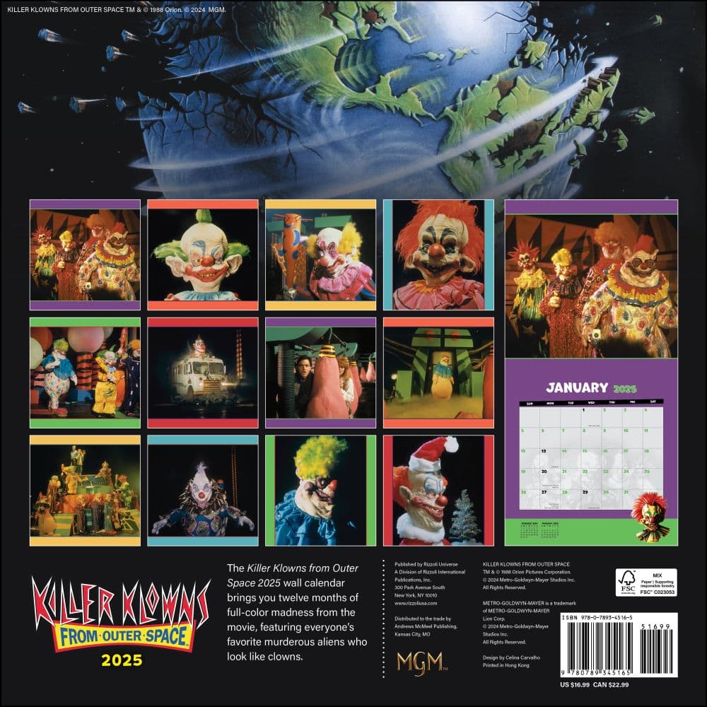 Killer Klowns from Outer Space 2025 Wall Calendar First Alternate Image width=&quot;1000&quot; height=&quot;1000&quot;