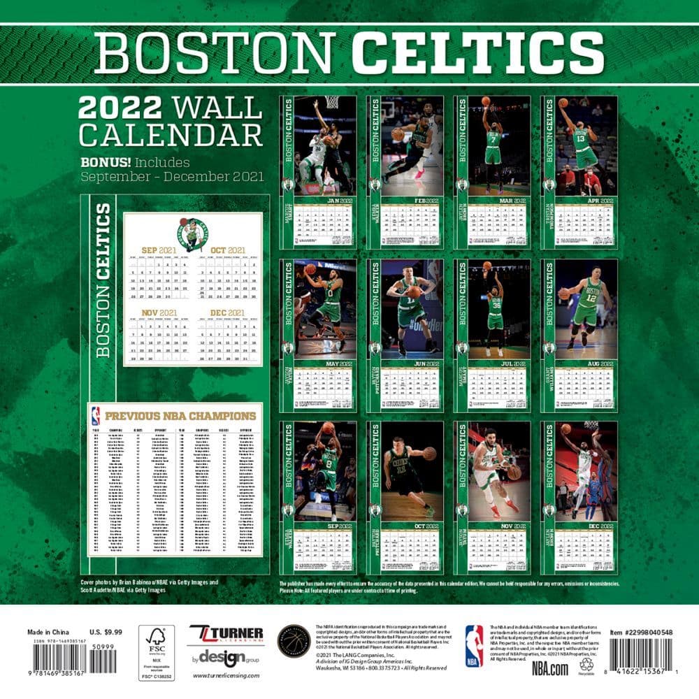 Nba Boston Celtics 2022 Mini Wall Calendar Calendars Com