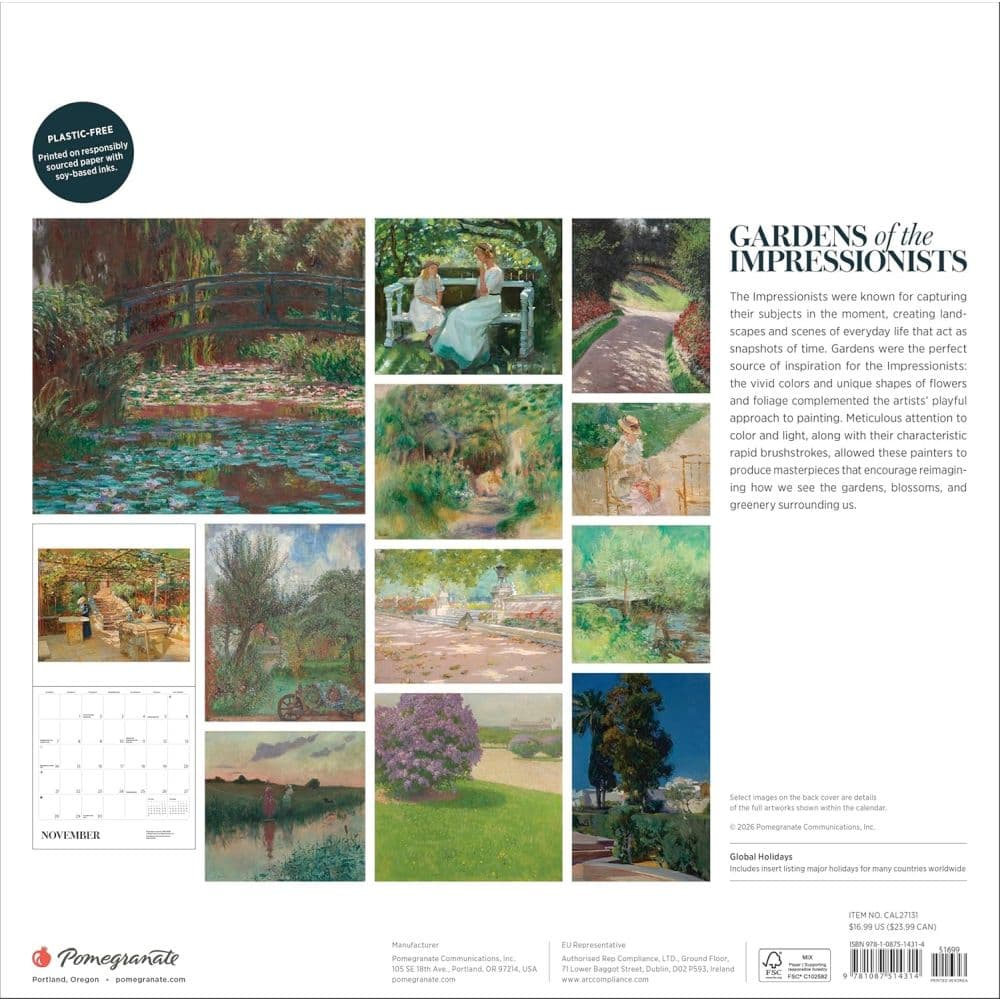 Gardens of the Impressionists 2027 Wall Calendar First Alternate Image