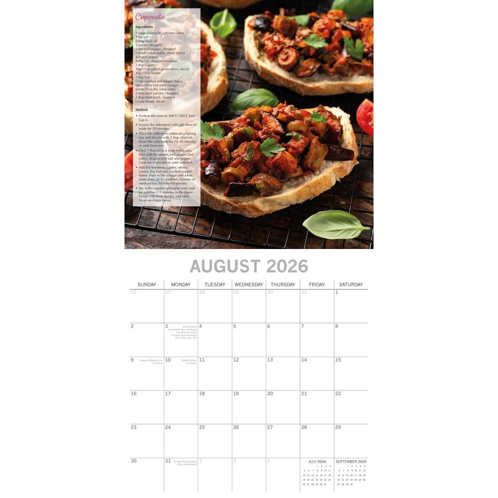 Tasty Vegan Recipes 2026 Wall Calendar Third Alternate Image