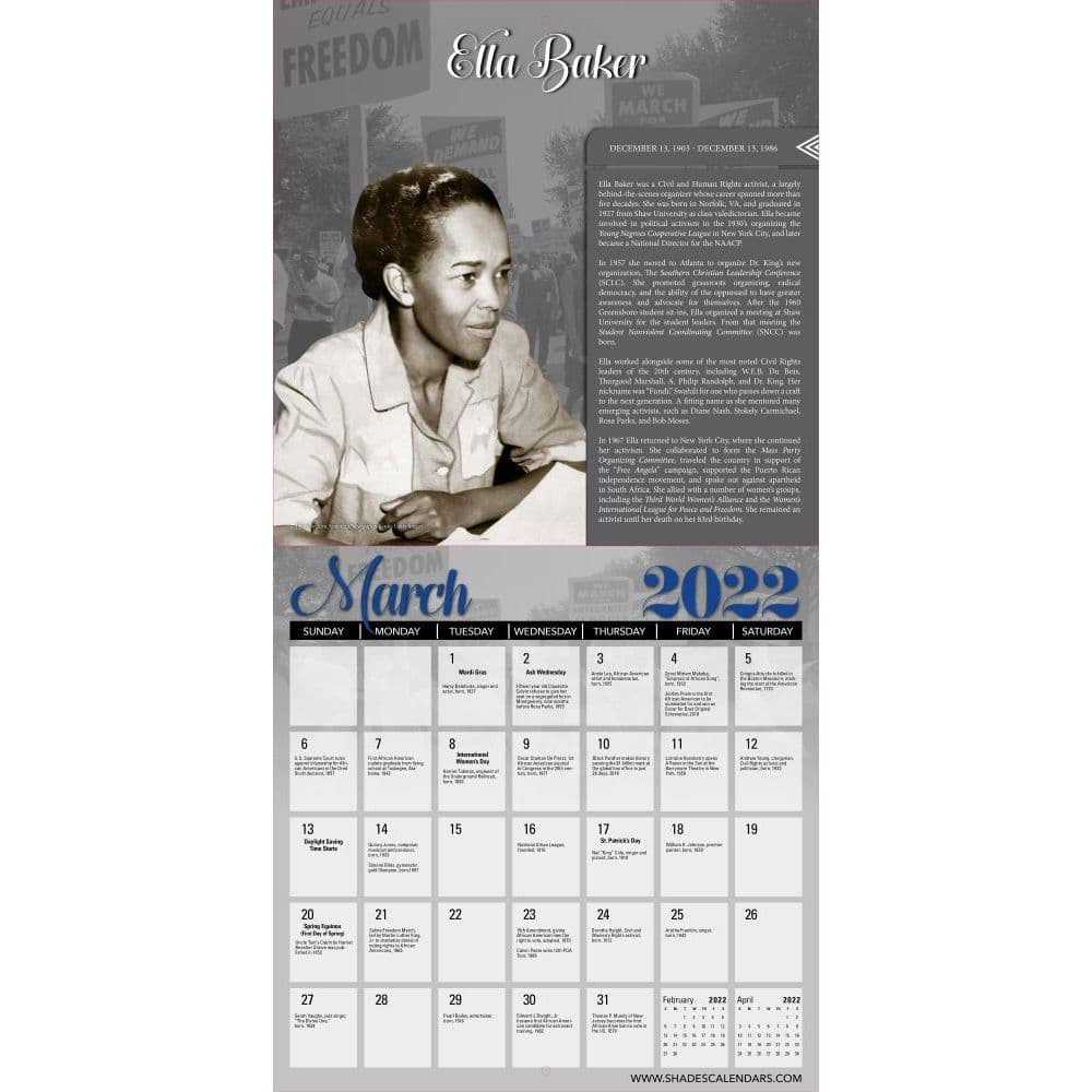 Black History Calendar 2023 Black History Champion of Equality 2022 Wall Calendar