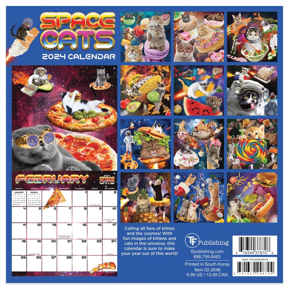 Space Cats 2024 Mini Wall Calendar