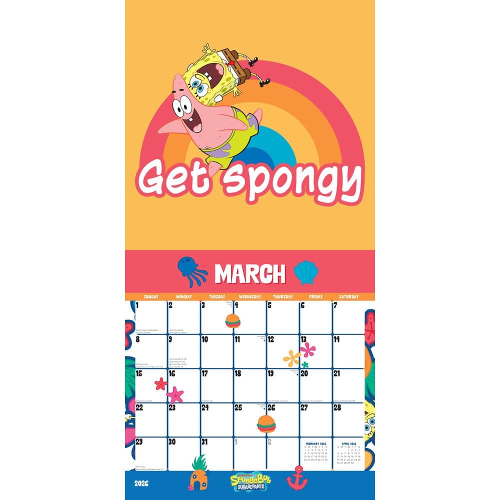 Spongebob Squarepants 2026 Wall Calendar Second Alternate Image