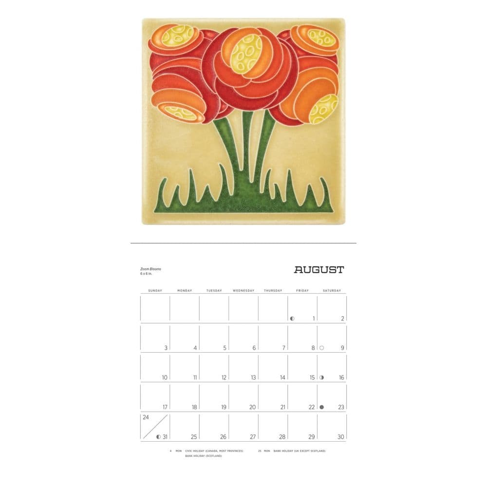Motawi Tiles 2025 Mini Wall Calendar
