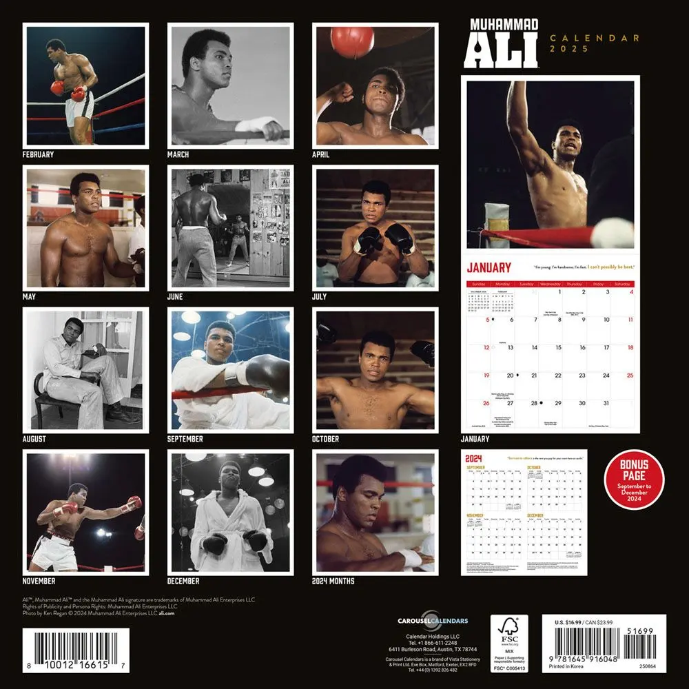 Muhammad Ali 2025 Wall Calendar