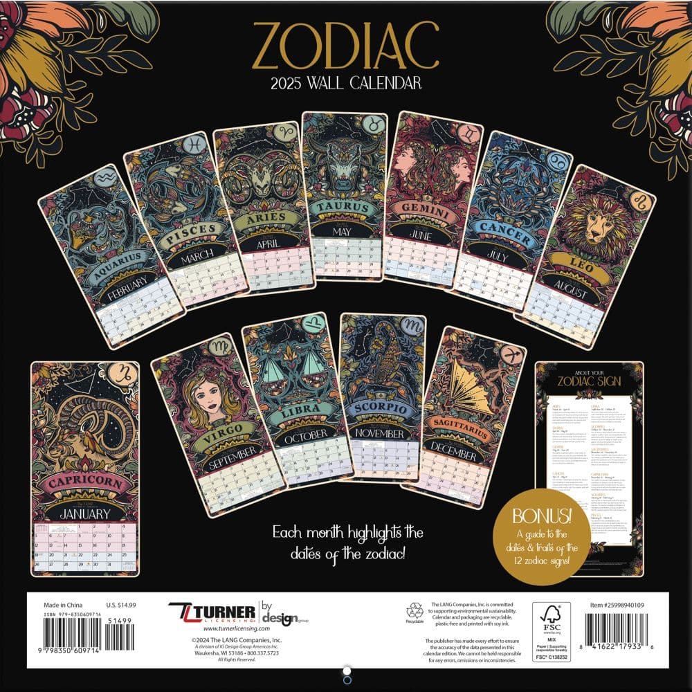 Zodiac 2025 Wall Calendar First Alternate Image