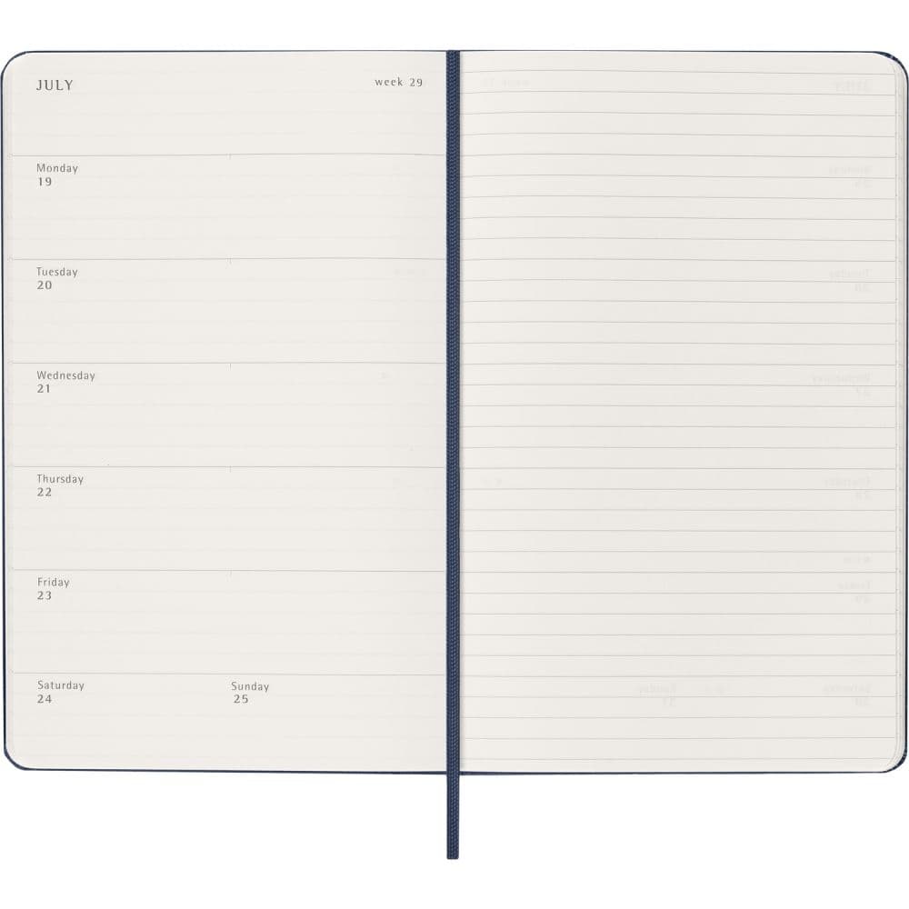Moleskine Sapphire Blue Large Hard Cover 2027 Weekly Planner Fourth Alternate Image