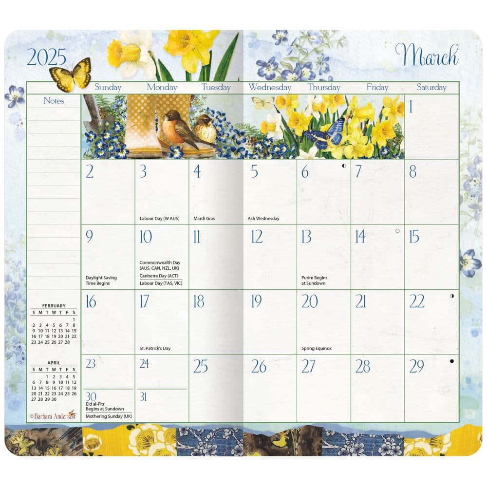 Garden Botanicals 2025 2 Year Pocket Planner by Barbara Anderson