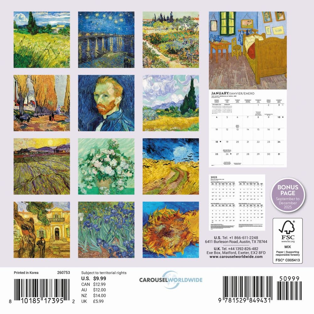 Van Gogh 2026 Mini Wall Calendar First Alternate Image