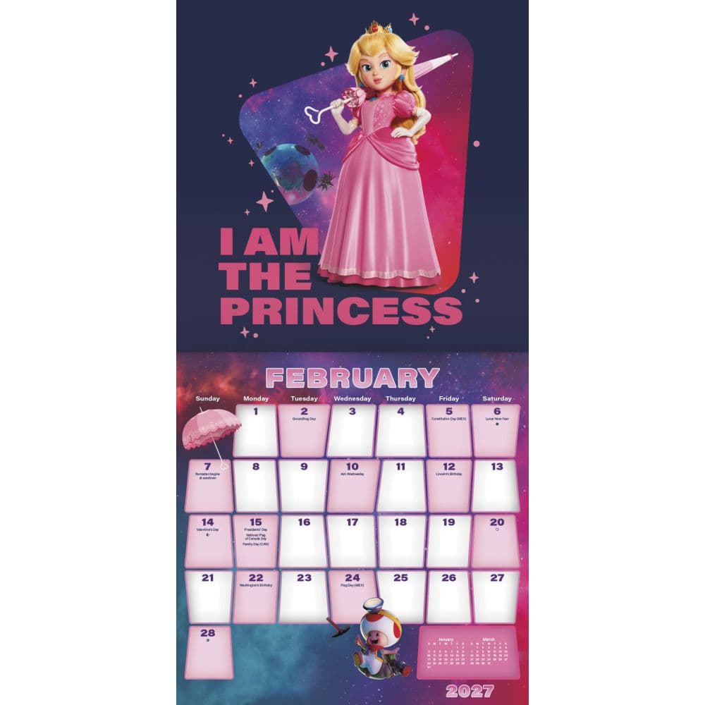 Super Mario Galaxy Movie 2027 Wall Calendar Third Alternate Image