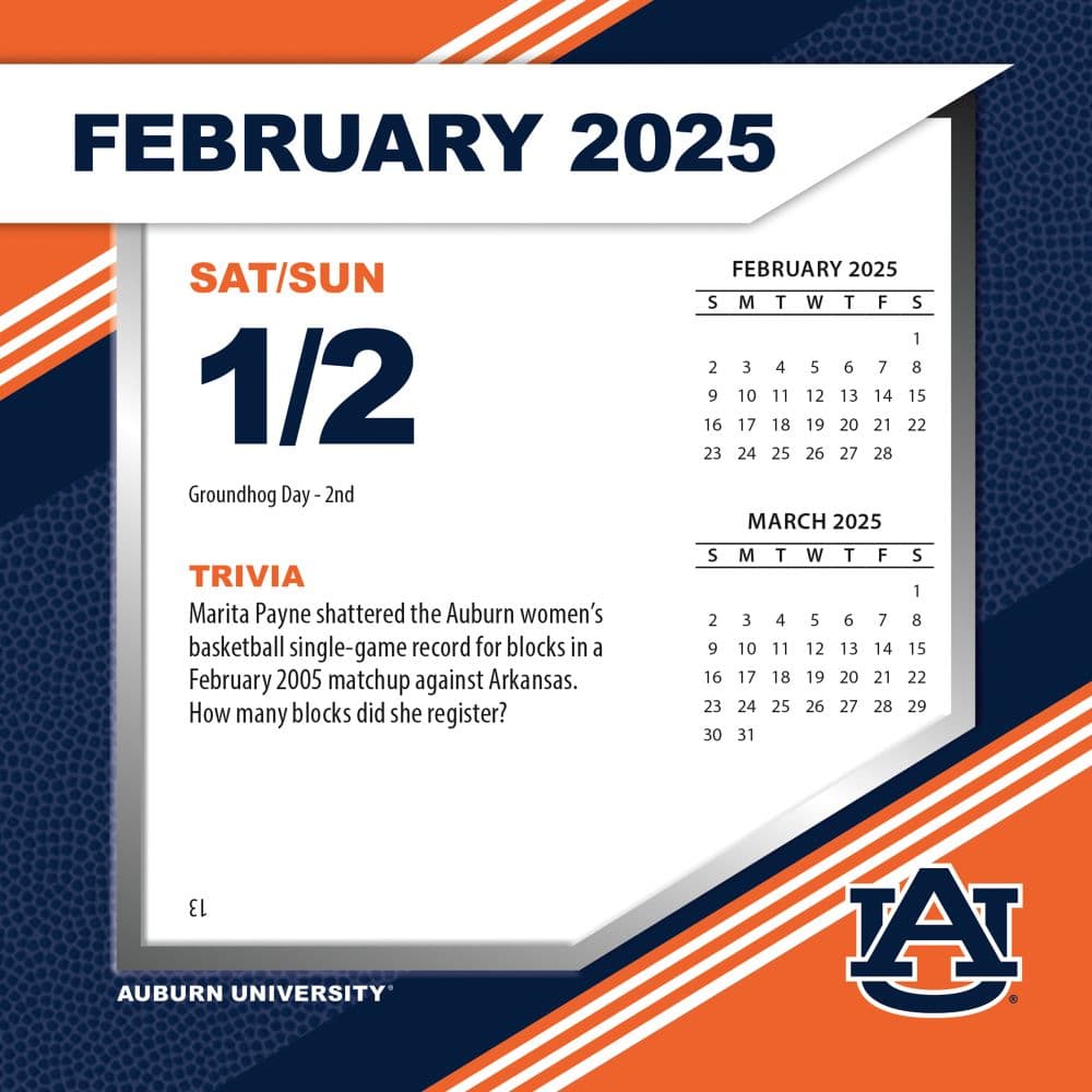 COL Auburn Tigers 2025 Desk Calendar Second Alternate Image