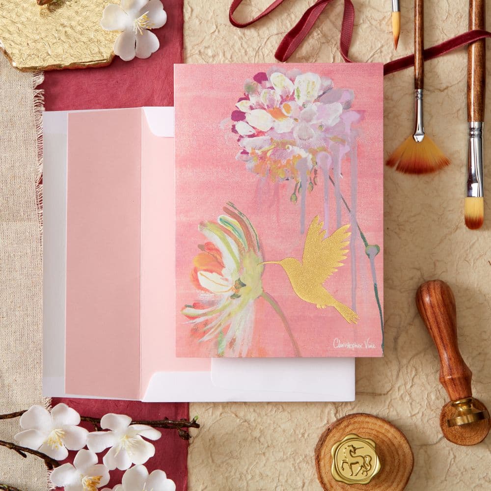 Two Flower Hummingbird Greeting Card 8th Product Detail  Image width="1000" height="1000"